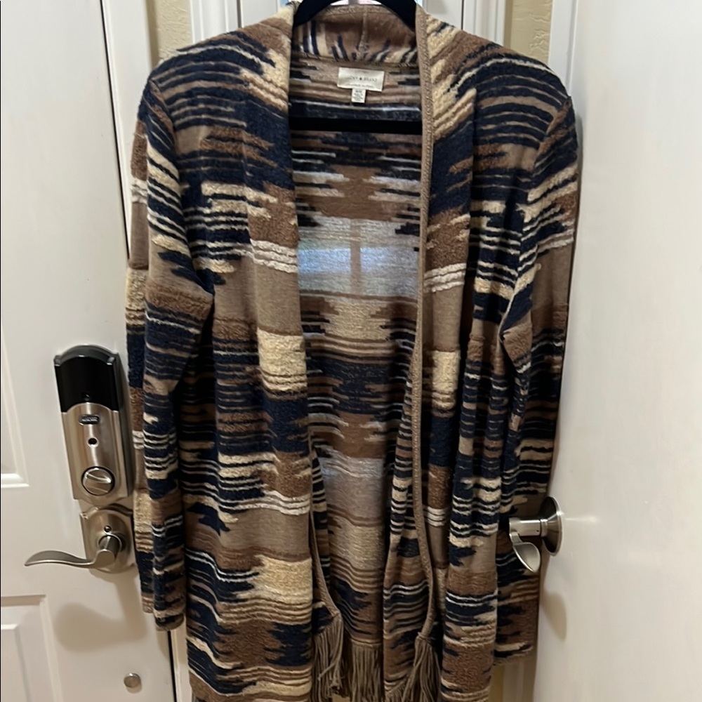 Lucky Brand Brown and Blue Cardigan Sweater
